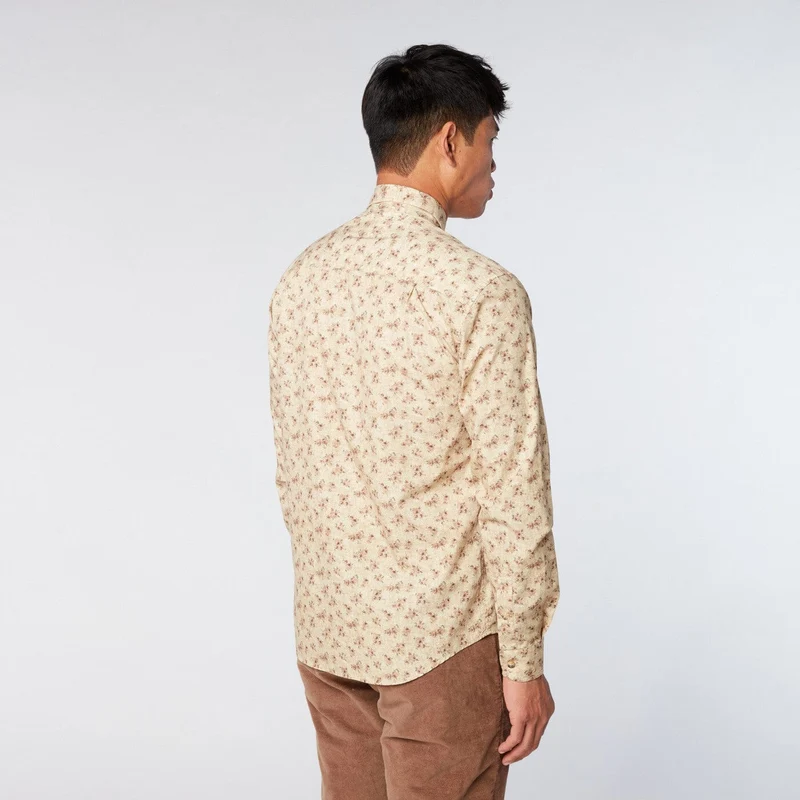 Chemise imprimée fleurs vintage jaune coupe ajustée en coton