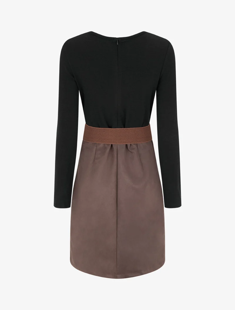 Robe droite bicolore - Noir