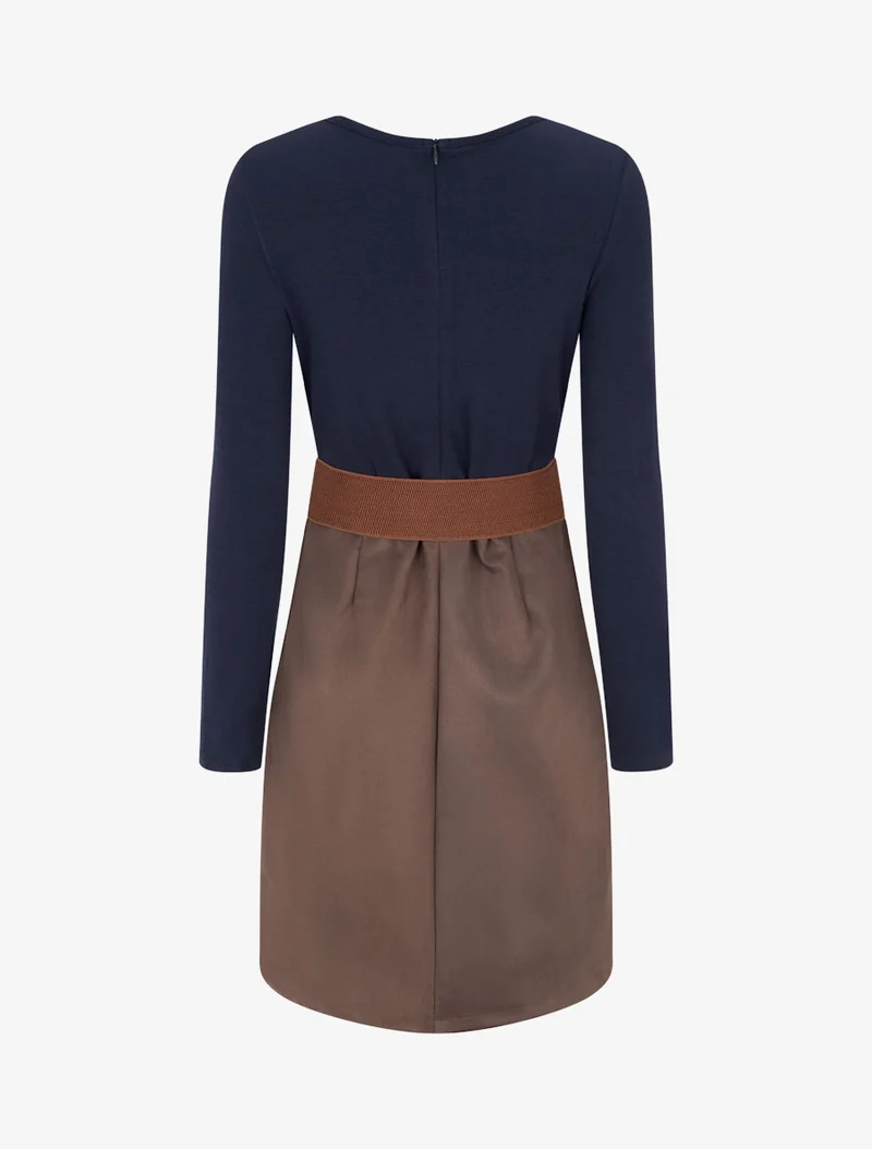 Robe droite bicolore - Marine