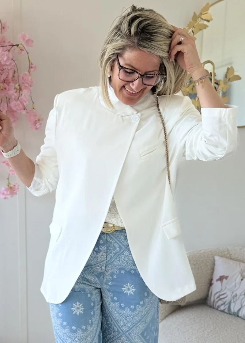 Blazer asymetrique blanc