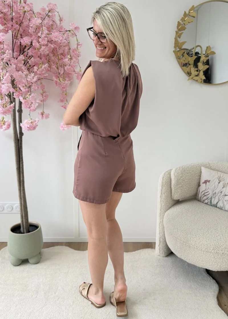 Combi short satinée choco