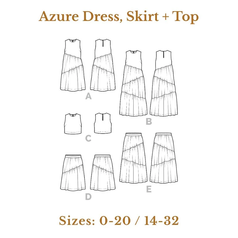 PATRON DE COUTURE PDF | Robe, Jupe et Haut Azure | Closet Core | BILINGUE (FR/EN)
