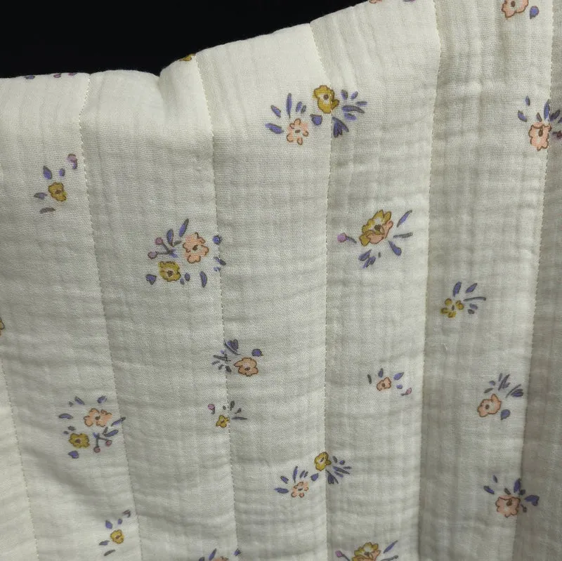 Double Gaze Matelassée Réversible | Floral bleu & mini fleurs | Ivoire doux