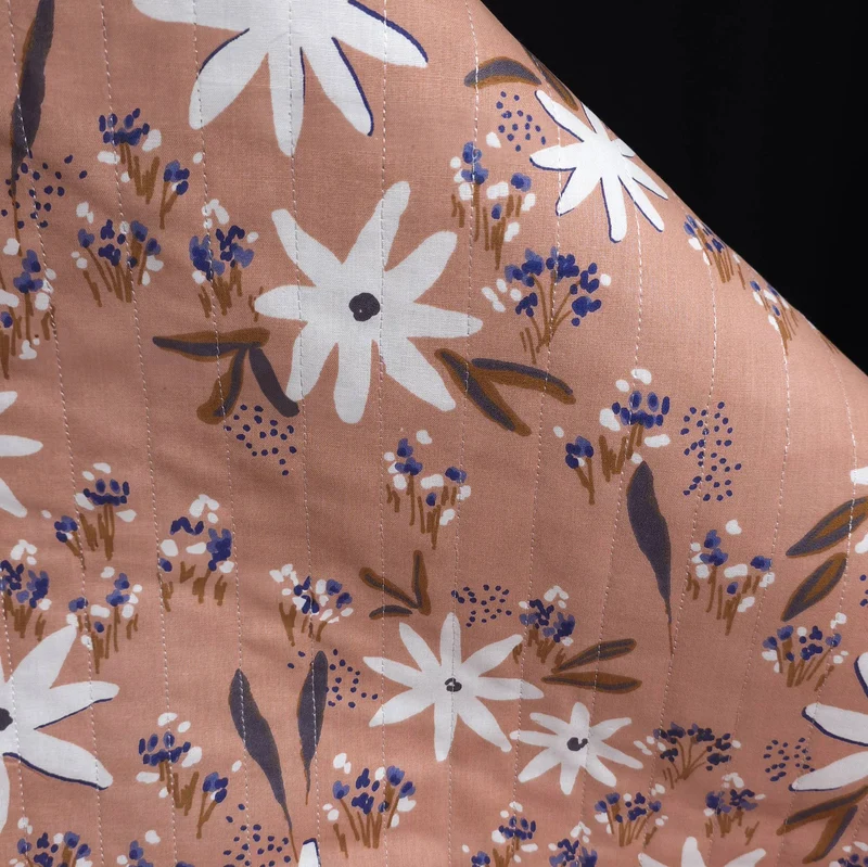 Coton matelassé réversible | Jardin de roses & floral ivoire | Blush