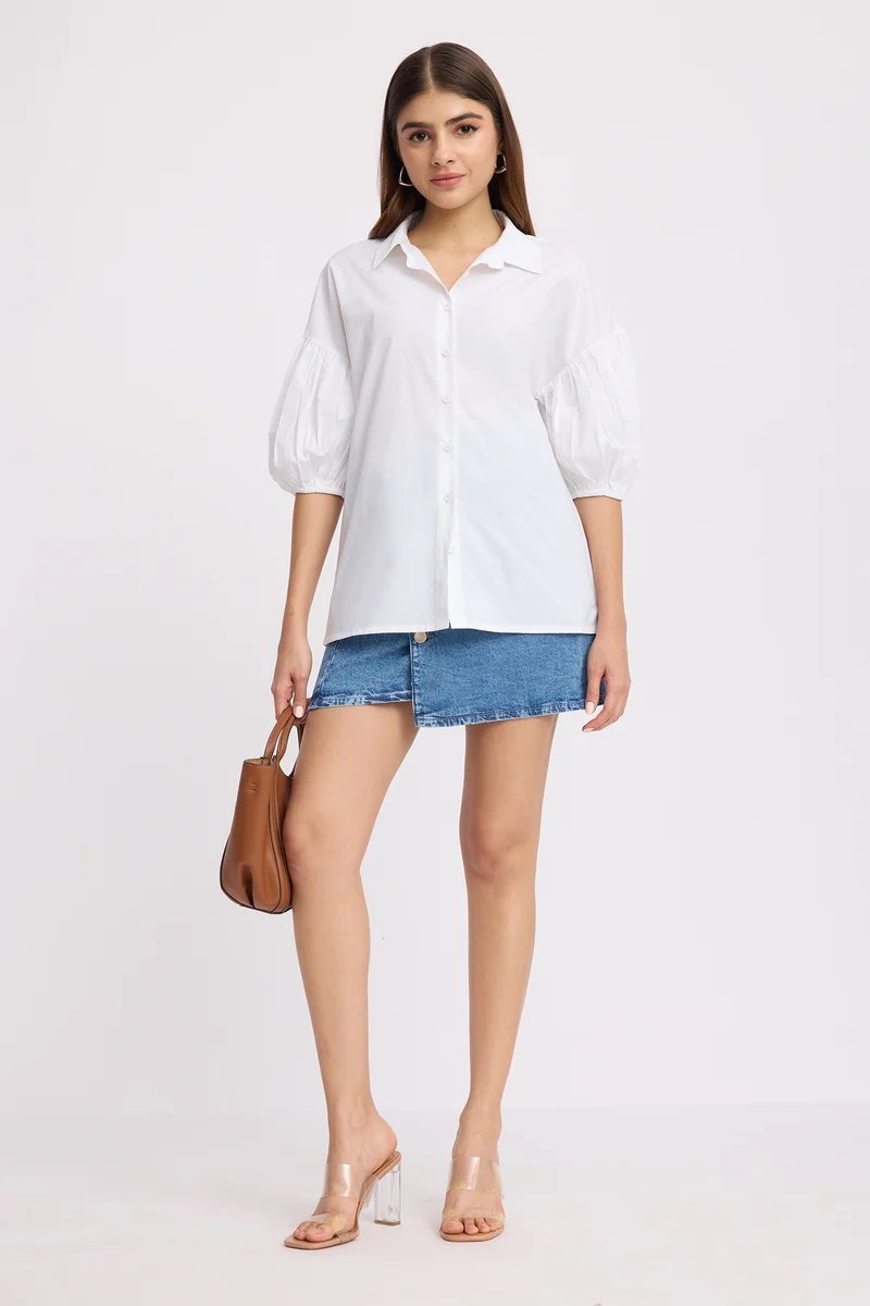 Cannu|100% Cotton Puff Sleeve Shirt