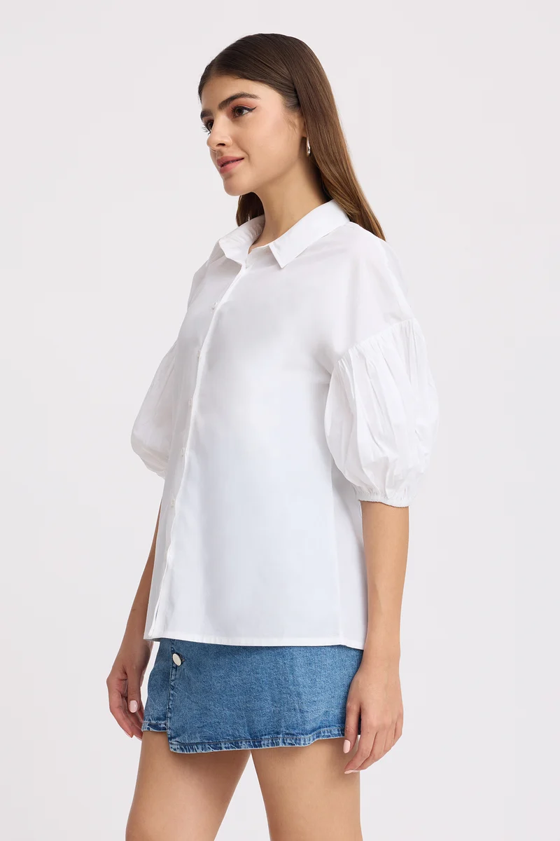 Cannu|100% Cotton Puff Sleeve Shirt