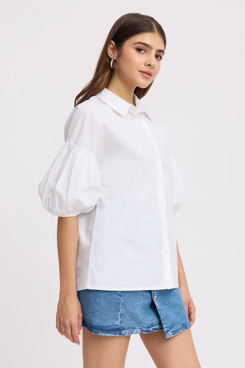 Cannu|100% Cotton Puff Sleeve Shirt