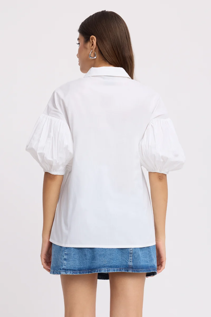Cannu|100% Cotton Puff Sleeve Shirt