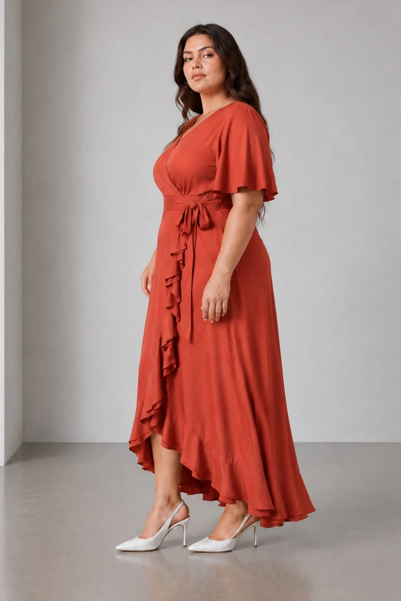 Zaliya|100% Viscose V Neck Wrap Dress