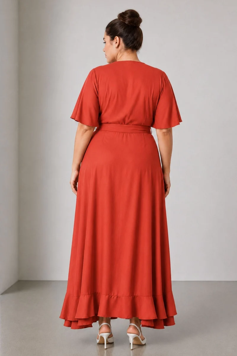 Zaliya|100% Viscose V Neck Wrap Dress