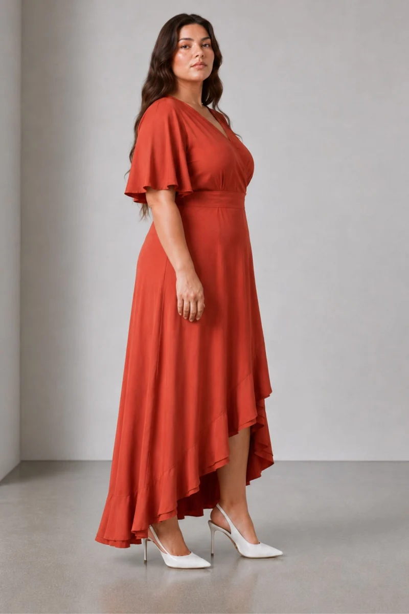 Zaliya|100% Viscose V Neck Wrap Dress