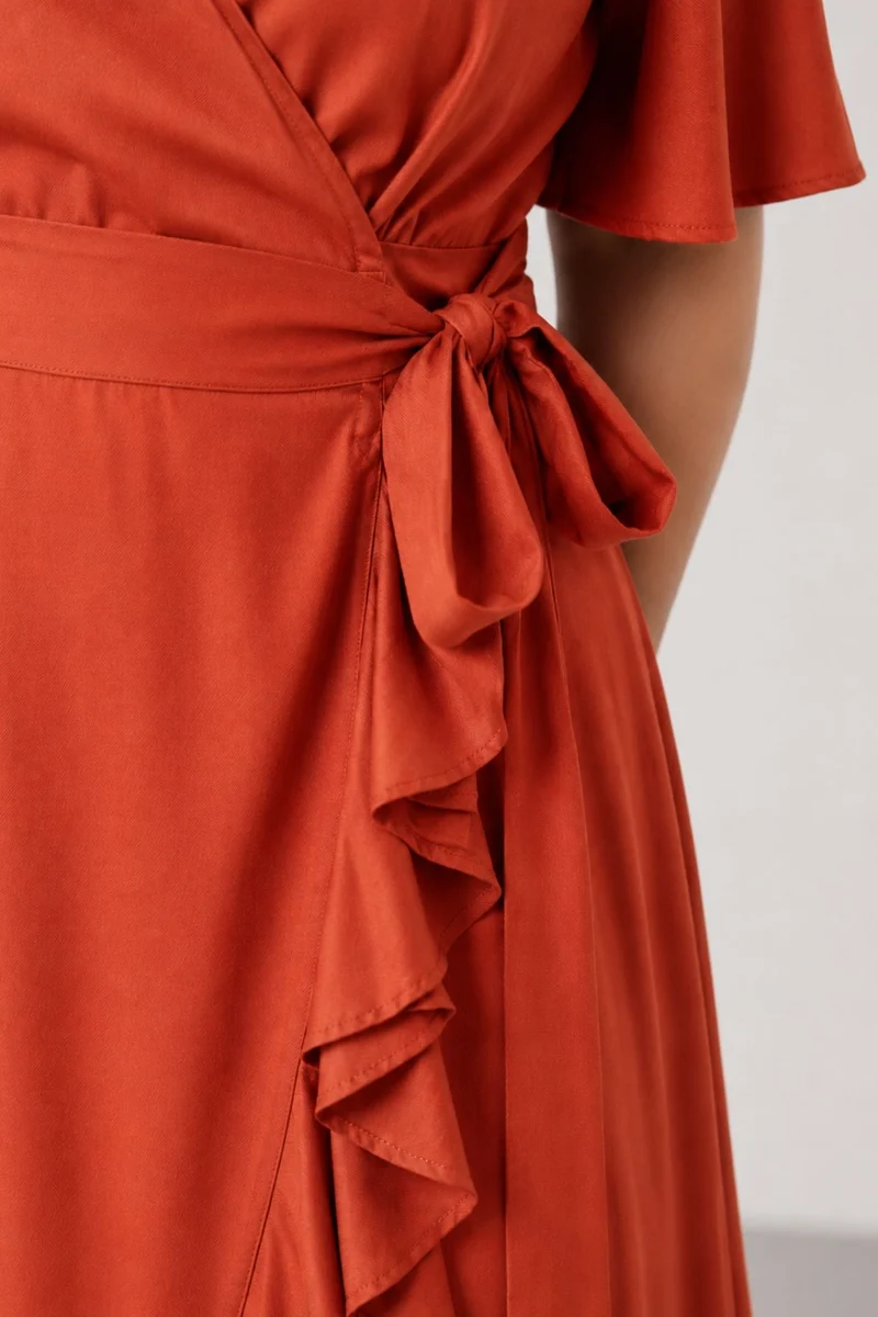 Zaliya|100% Viscose V Neck Wrap Dress