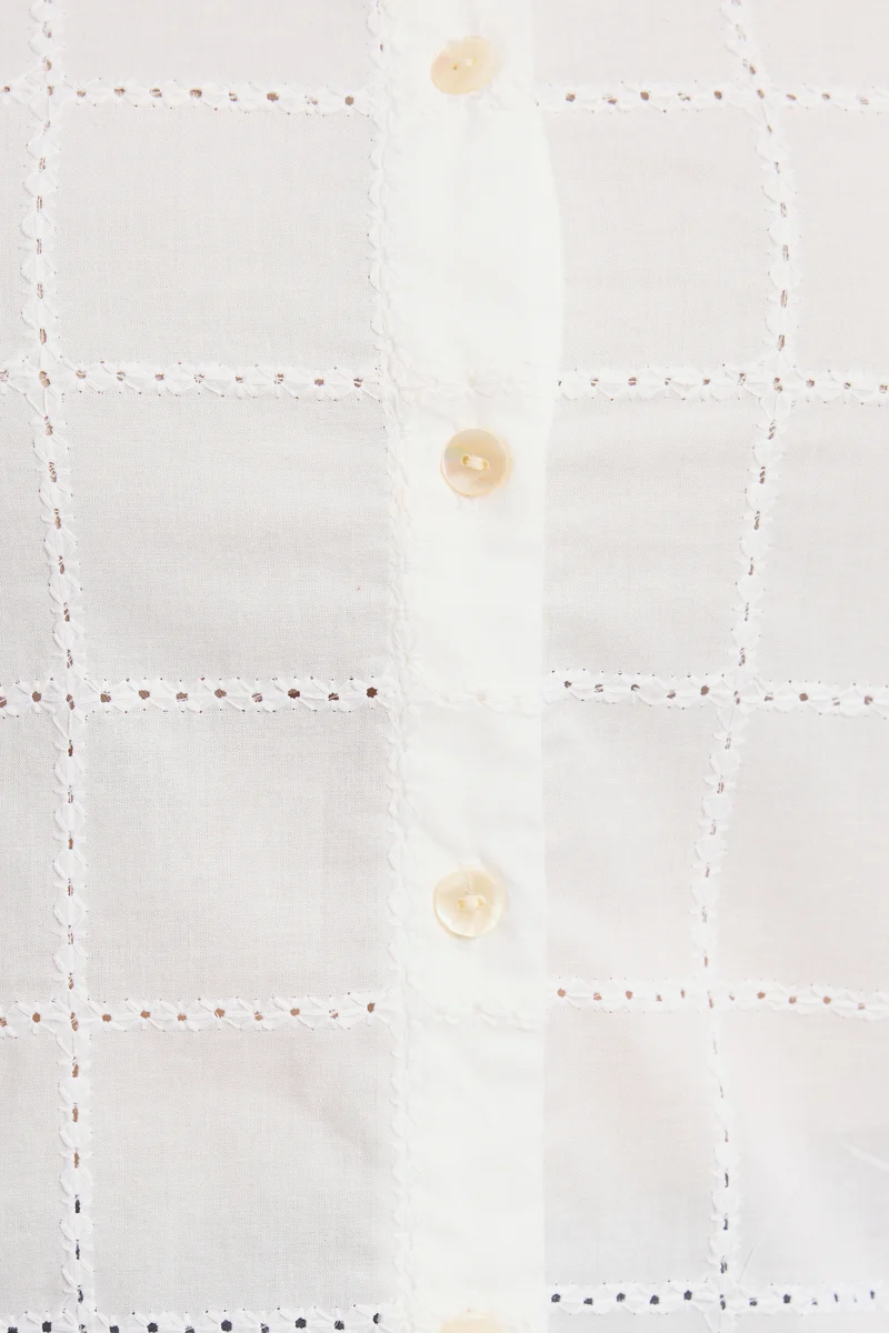 Helsya|100% Cotton Boxy Eyelet Shirt