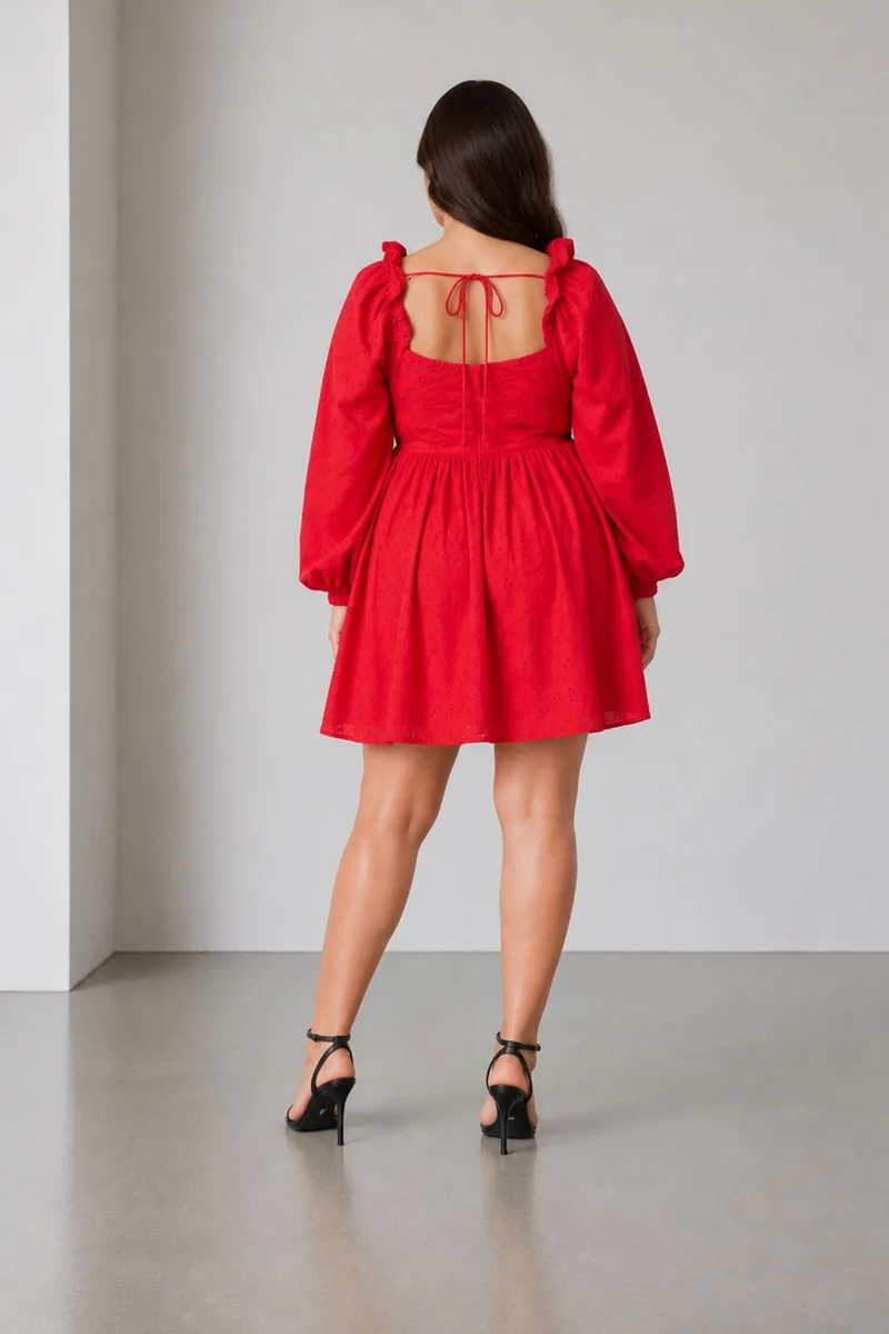 Privi|100% Cotton Schiffli Mini Dress