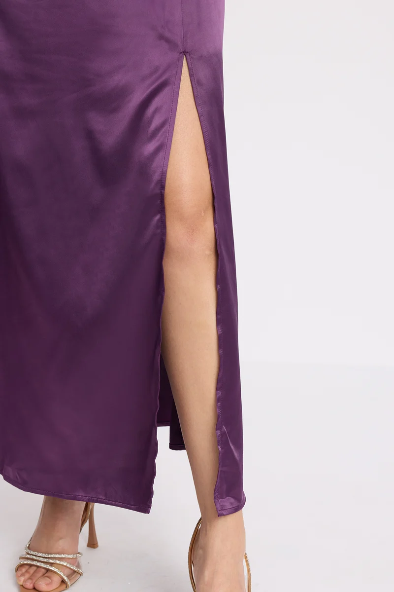 Serra|Rescued Polyester Strapless Gown With Slit