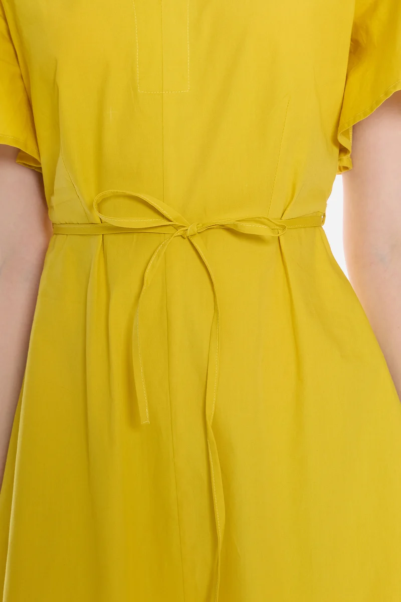 Olva|100% Cotton V-Neck Bell Sleeve Mini