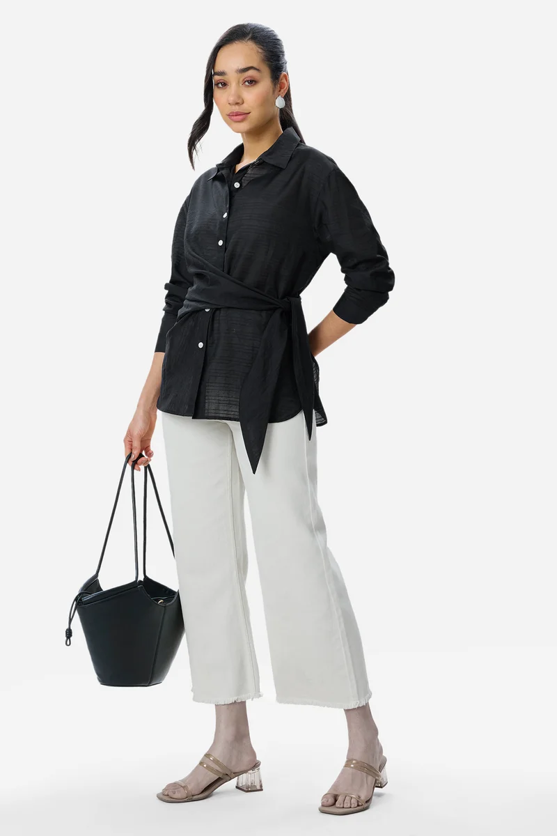 Aggie|Viscose Side Tie-Up Shirt