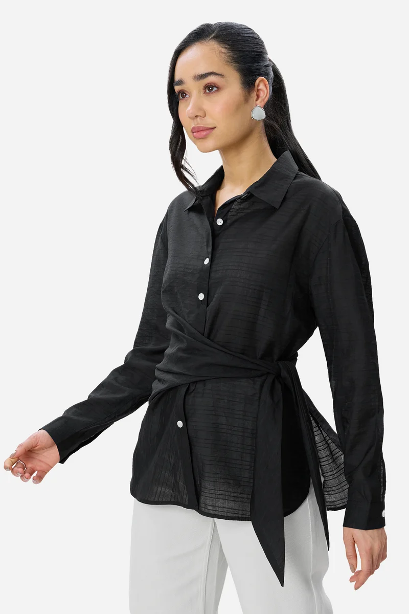 Aggie|Viscose Side Tie-Up Shirt