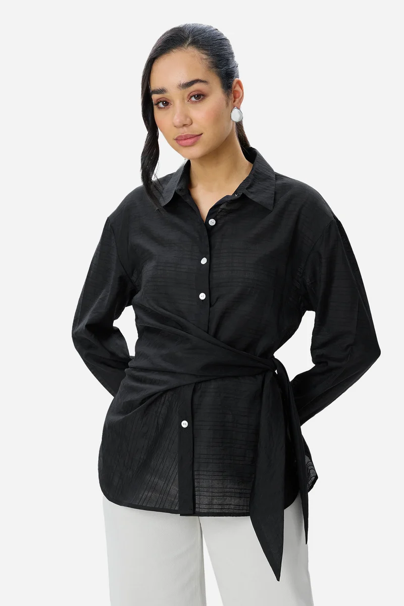 Aggie|Viscose Side Tie-Up Shirt