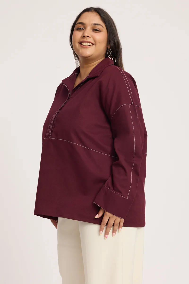 Aisra|100% Cotton Half Placket Shirt