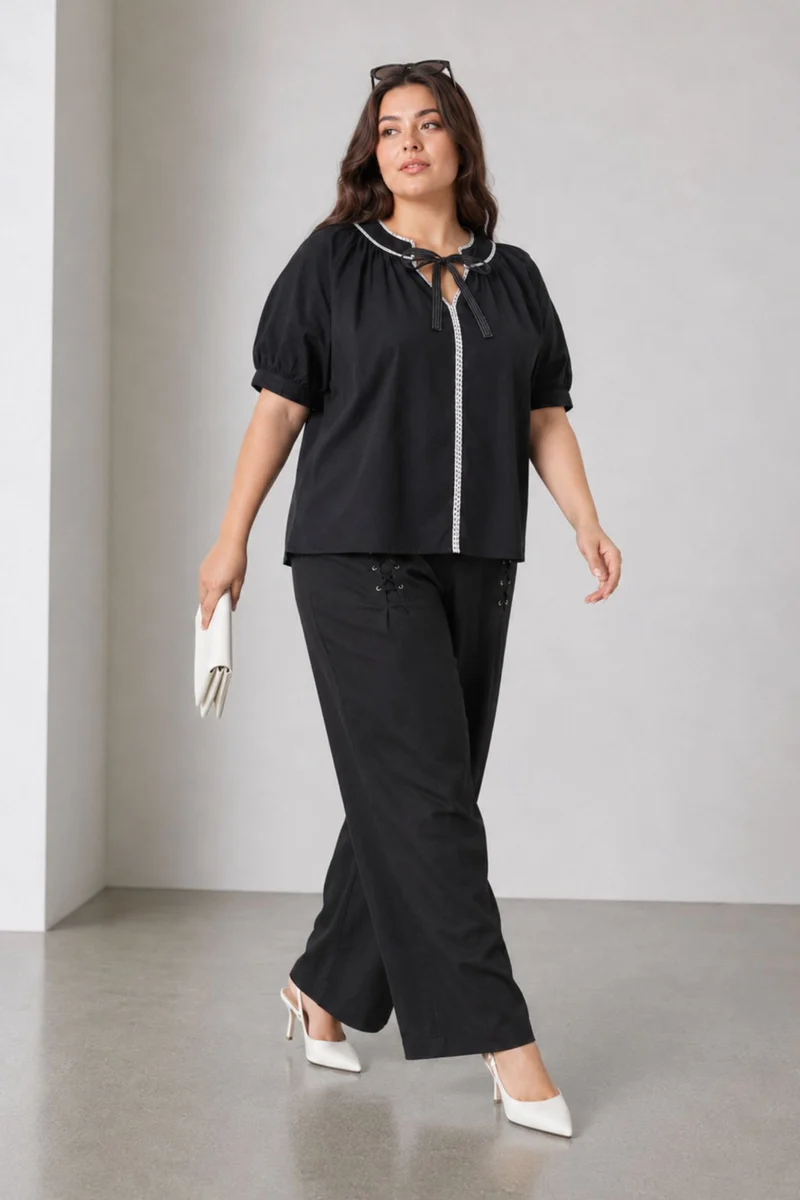 Zilnon|Cotton Half Sleeves Tunic Top