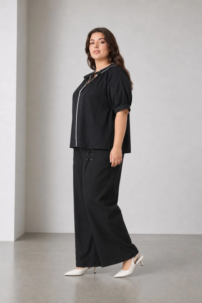 Zilnon|Cotton Half Sleeves Tunic Top
