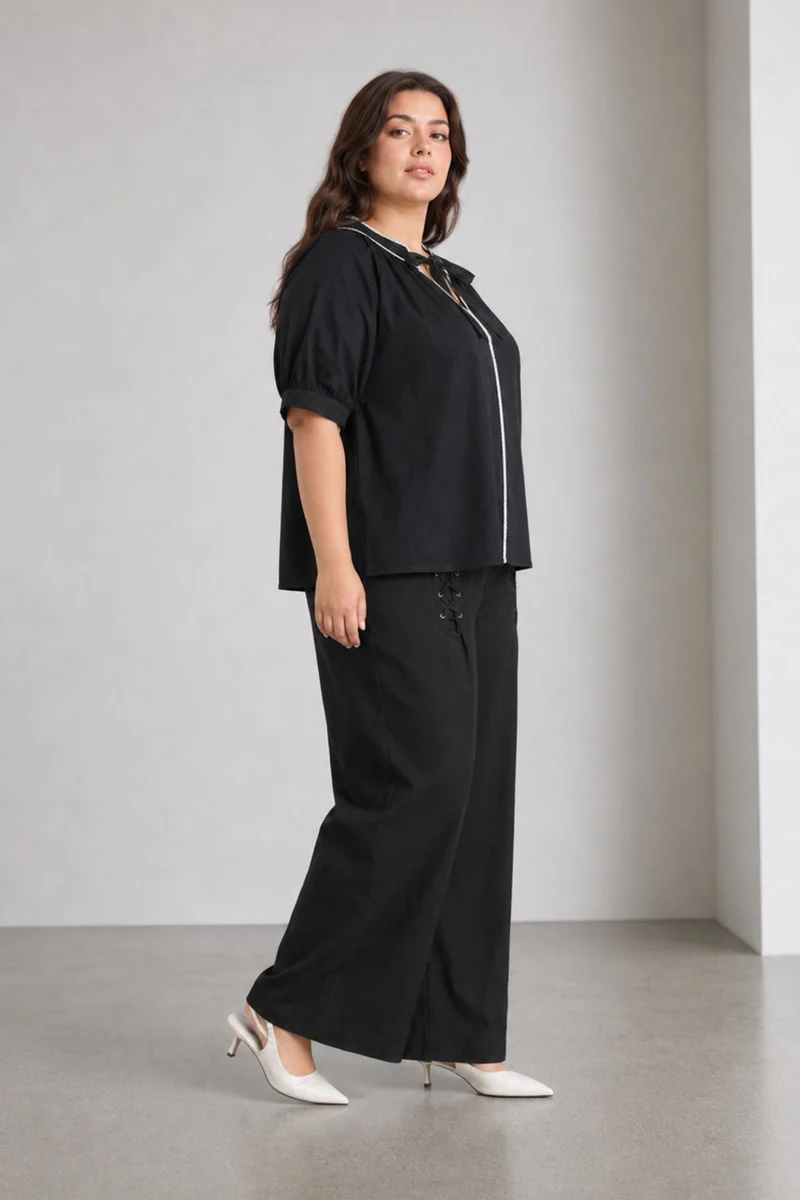 Zilnon|Cotton Half Sleeves Tunic Top