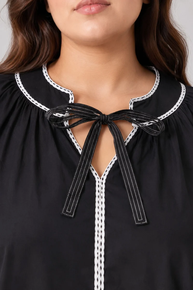 Zilnon|Cotton Half Sleeves Tunic Top