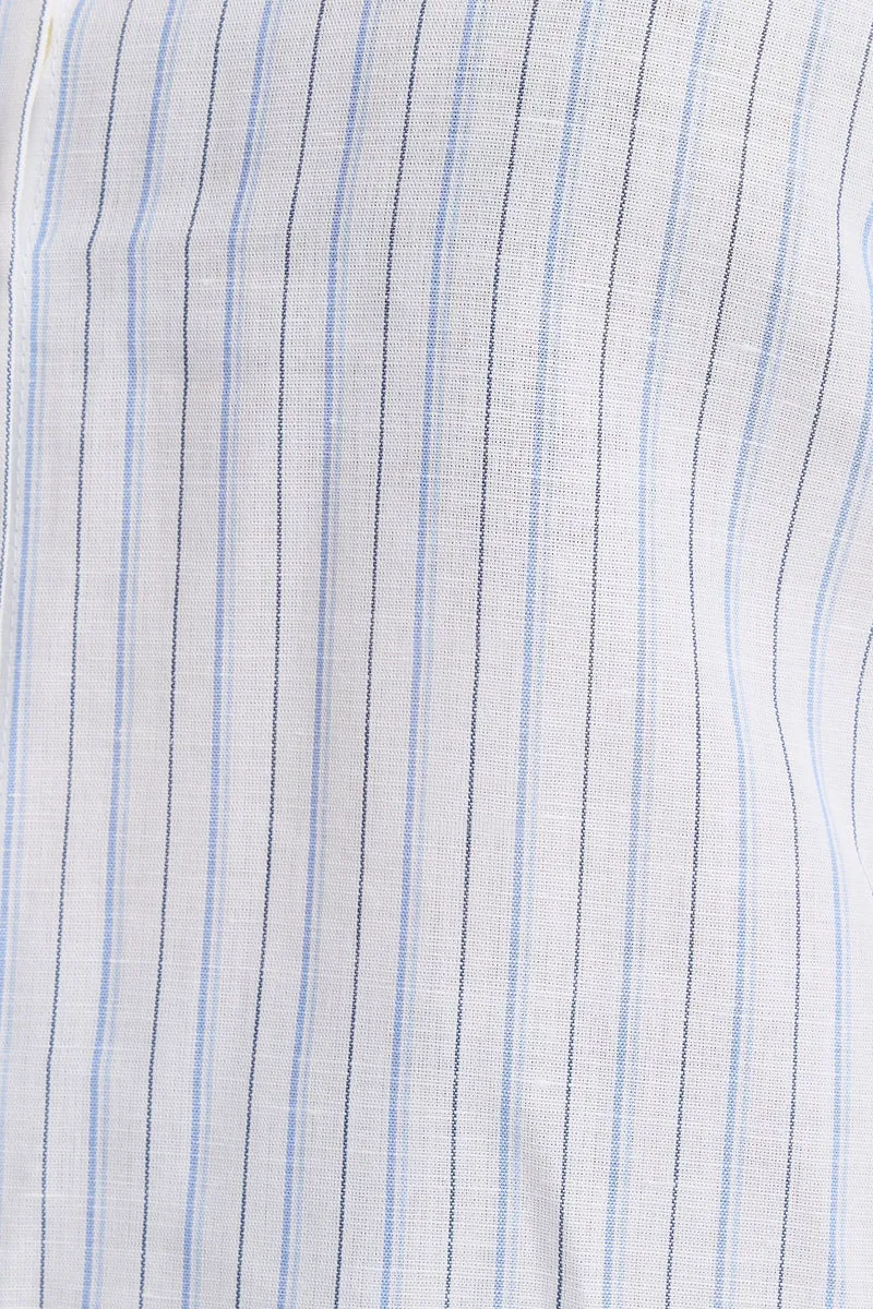 Civei|100% Cotton Striped Shirt Button Detail