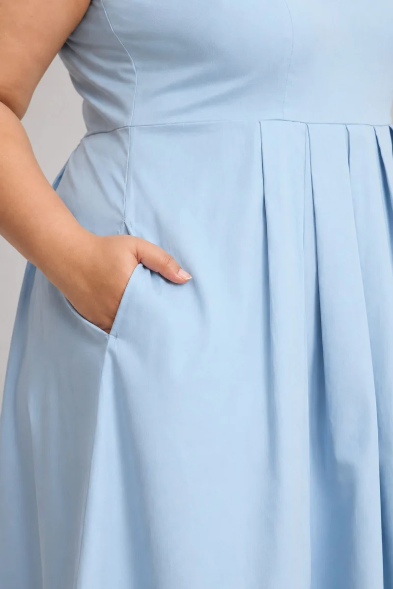 Civo|Viscose Pleated Dress With Sweetheart Neck