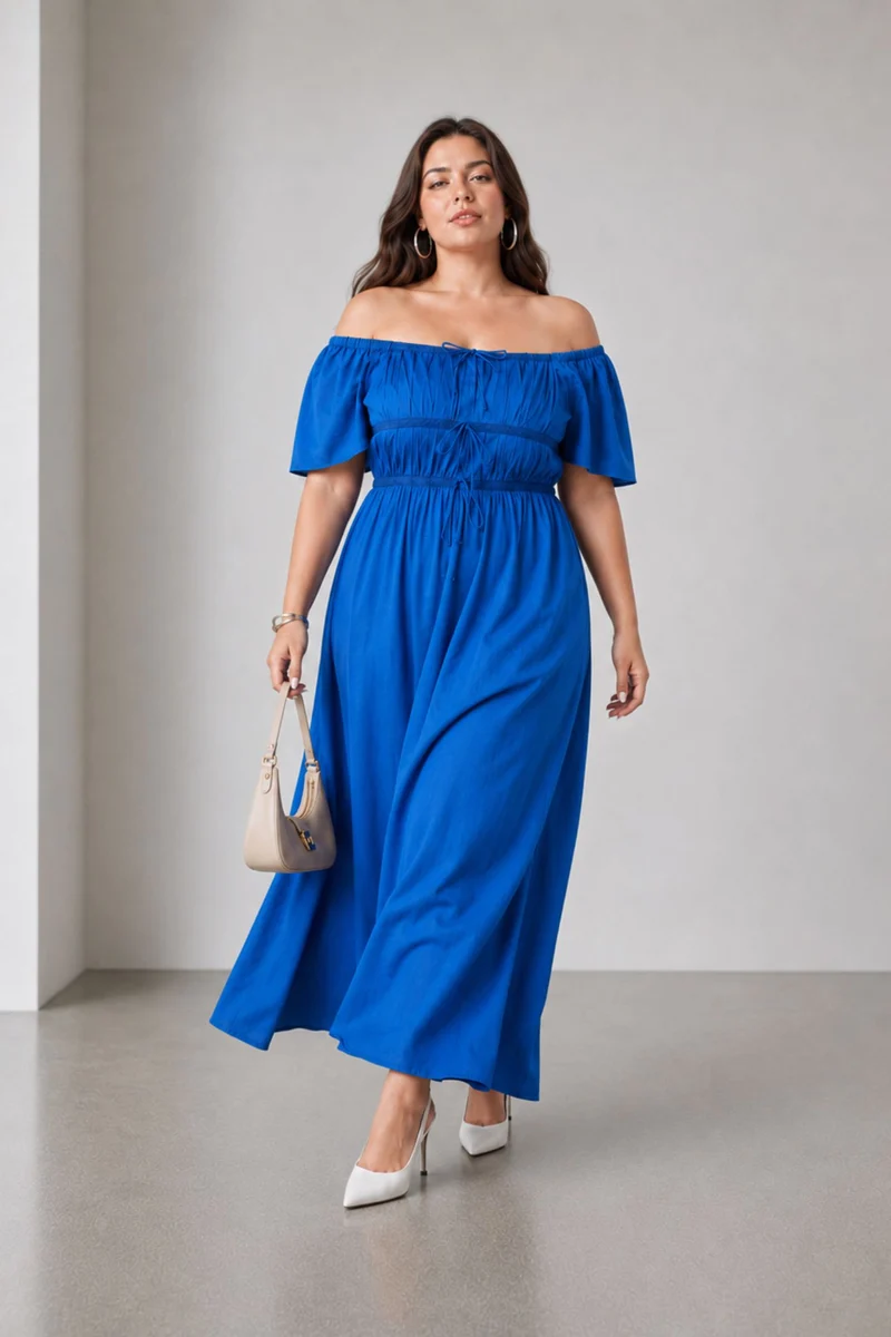 Chiyo|100% Cotton Fit And Flare Maxi Dress