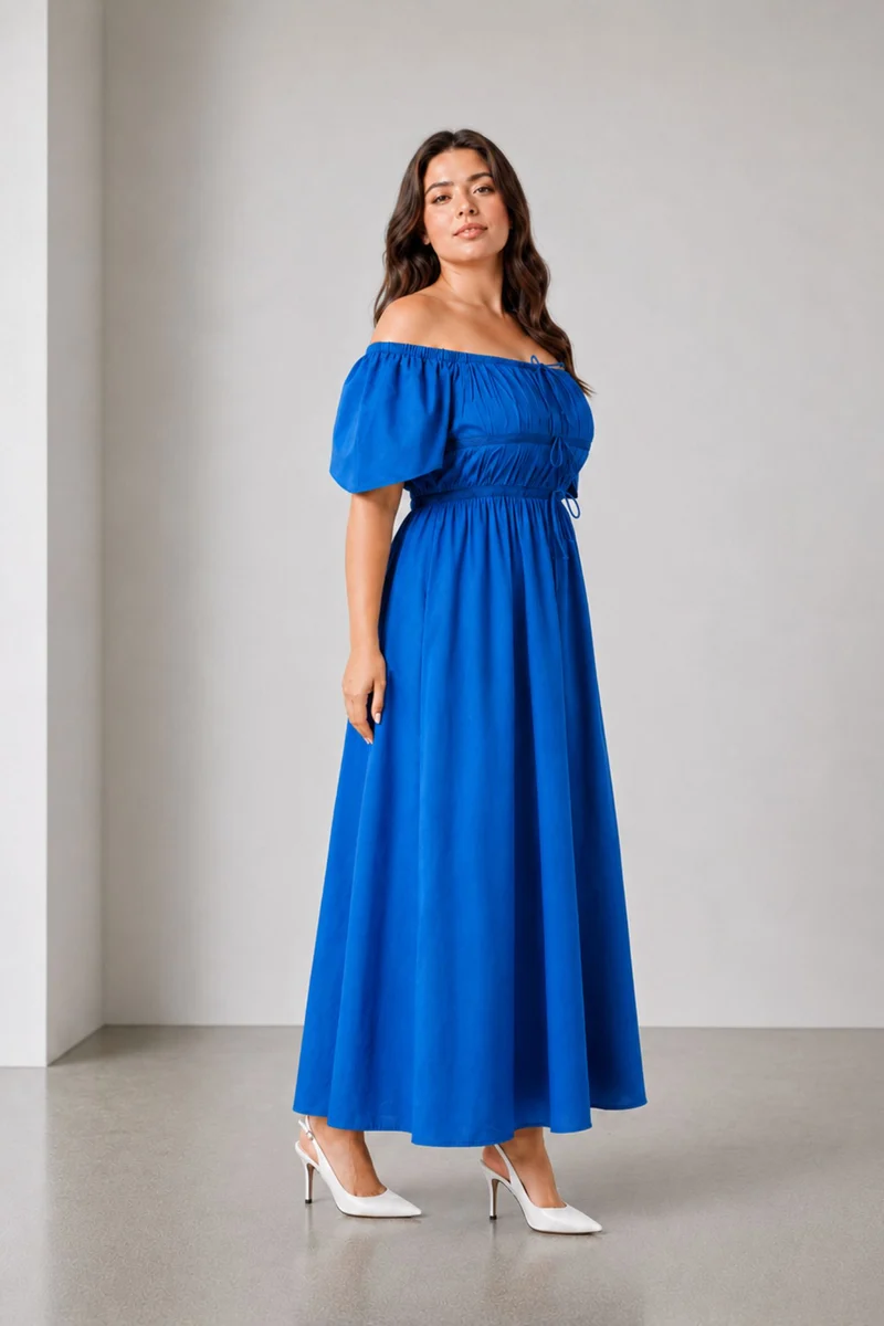 Chiyo|100% Cotton Fit And Flare Maxi Dress