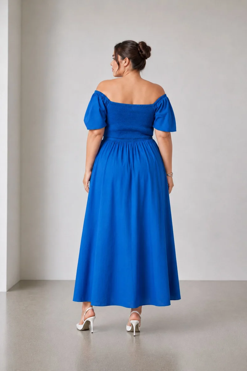 Chiyo|100% Cotton Fit And Flare Maxi Dress