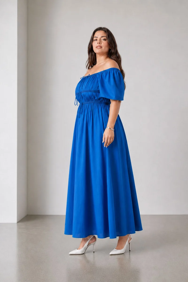 Chiyo|100% Cotton Fit And Flare Maxi Dress