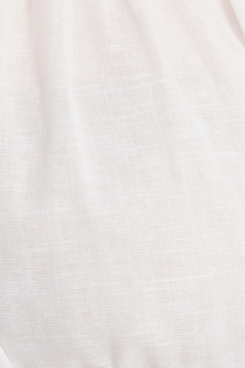 Teive|100% Cotton Gathered Tie Up Shirt