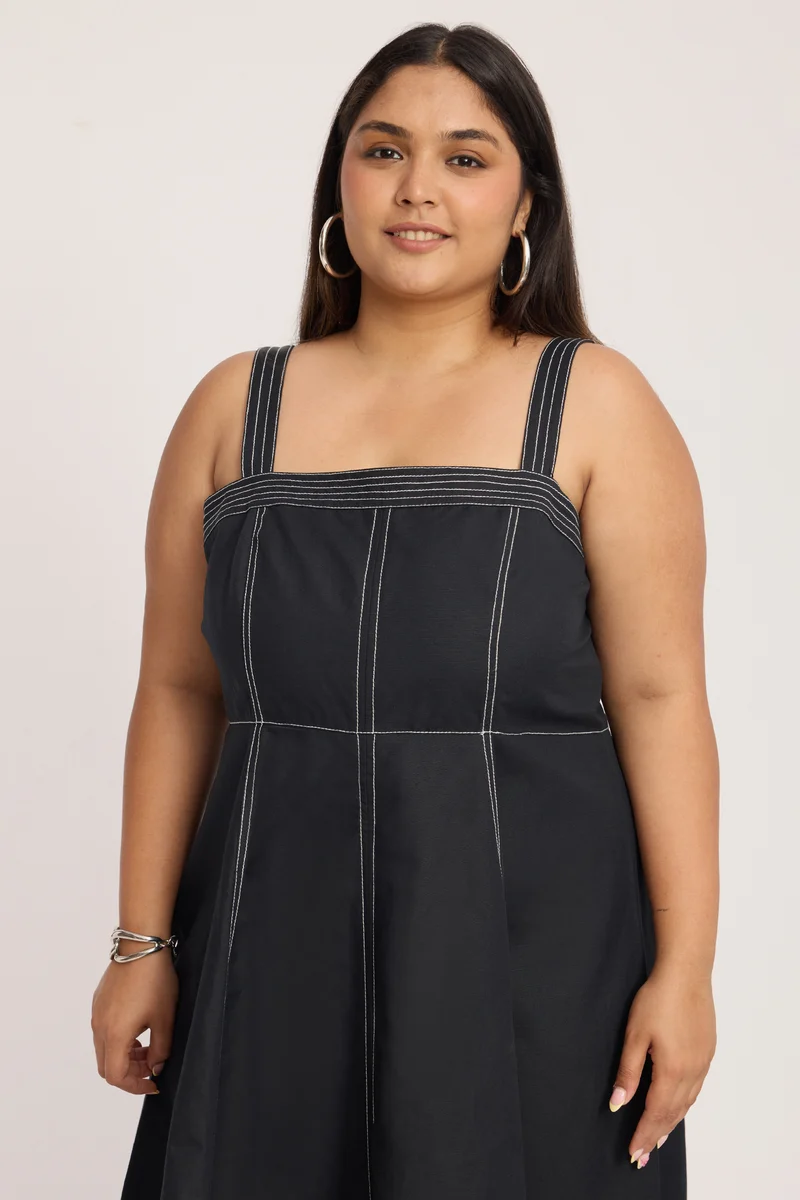 Keemh|100% Cotton Panelled Flared Midi Dress