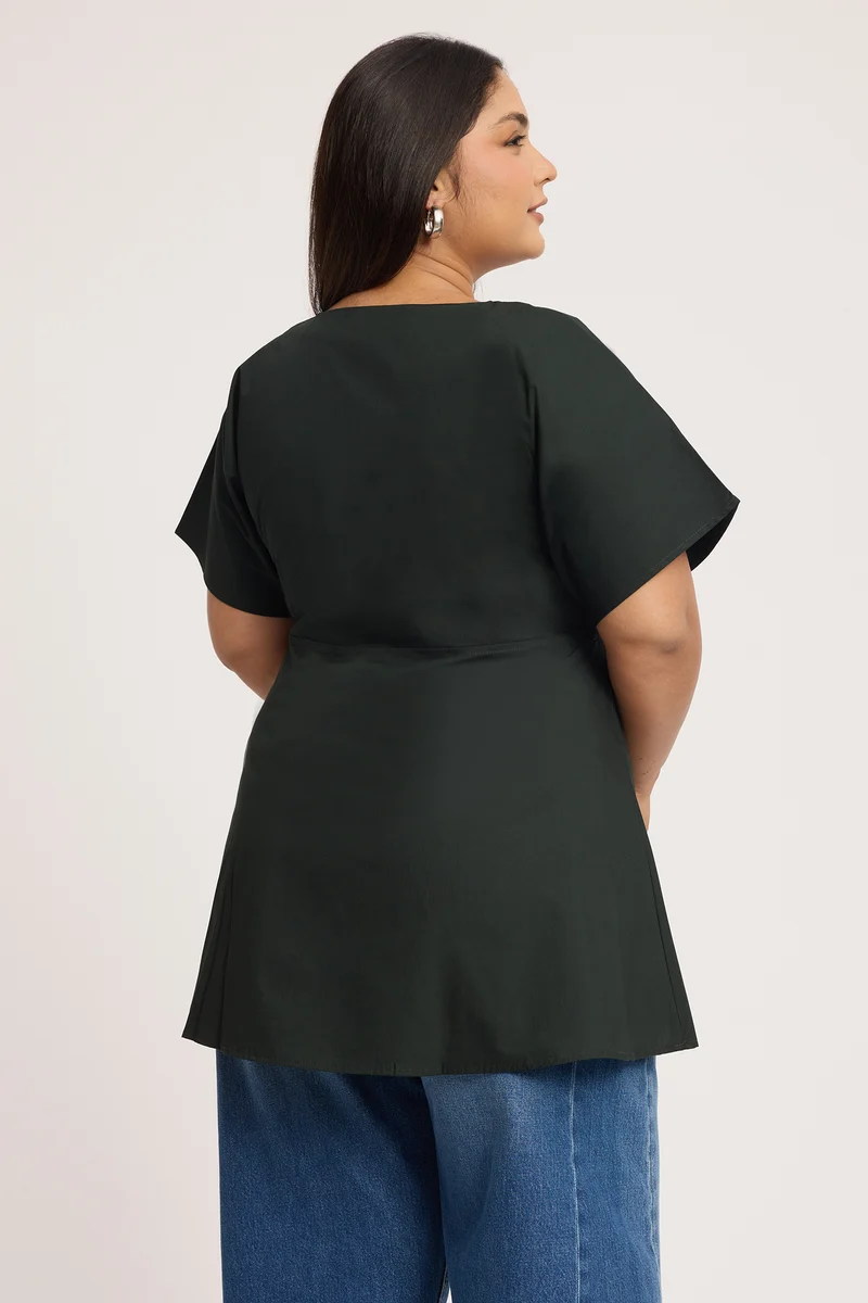 Siyni|100% Cotton V Neck Fit & Flare Top