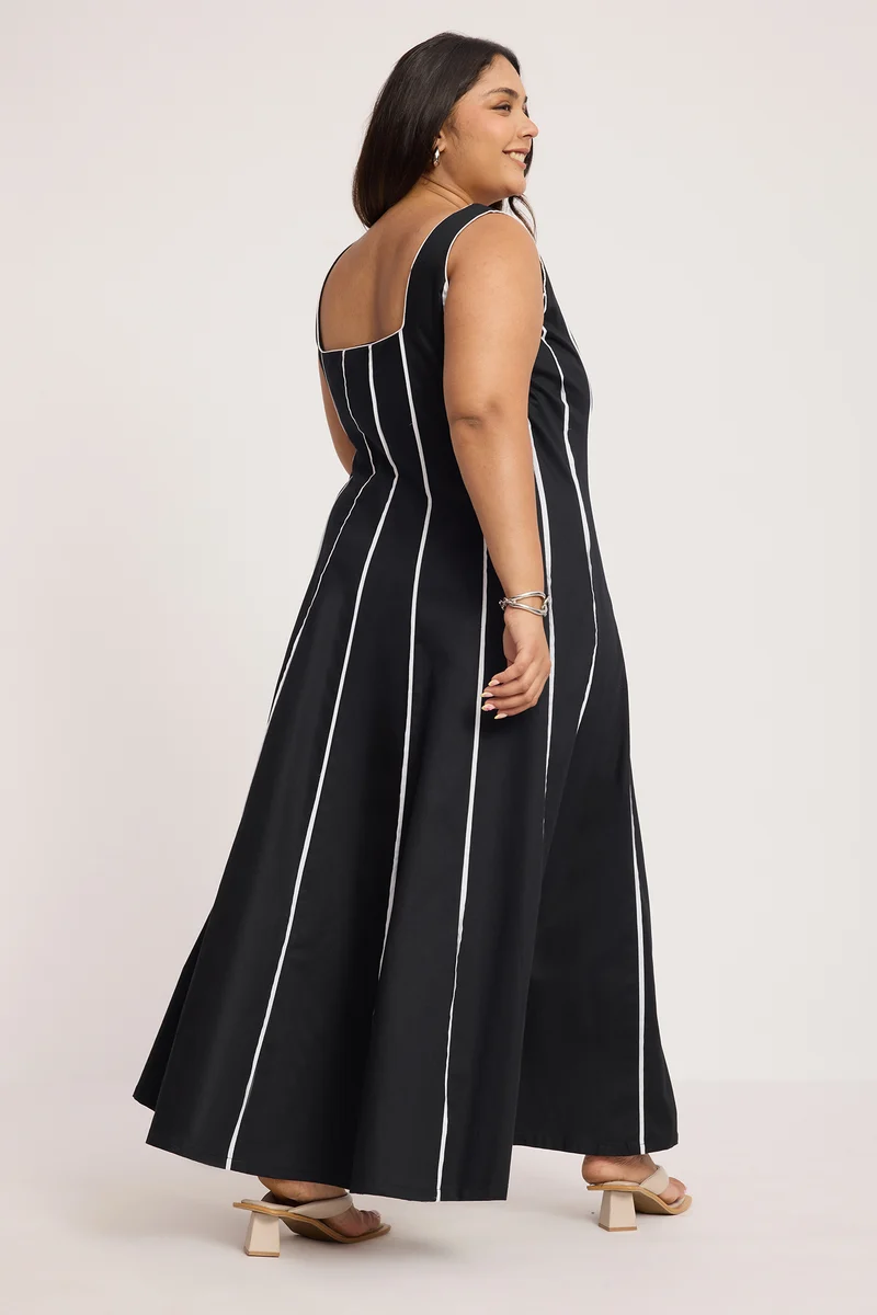Subiria|100% Cotton Panelled Midaxi Dress