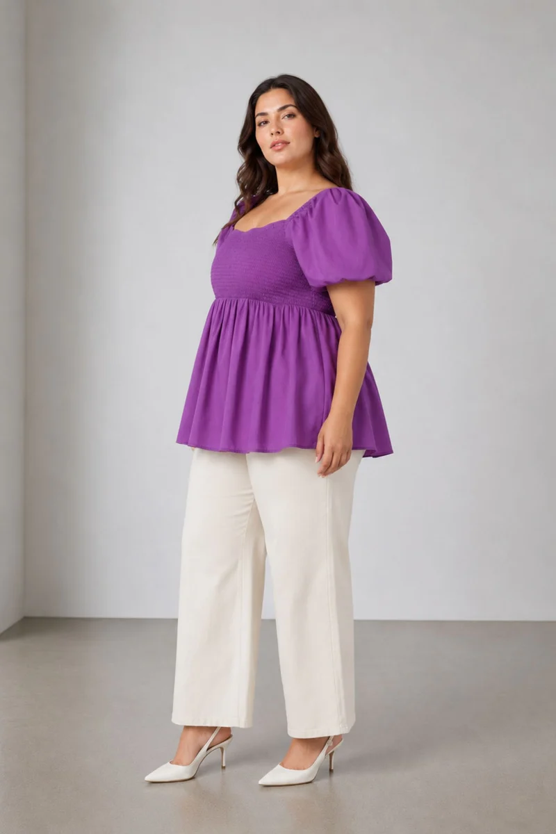 Niaria|100% Cotton Smocked Square Neck Top