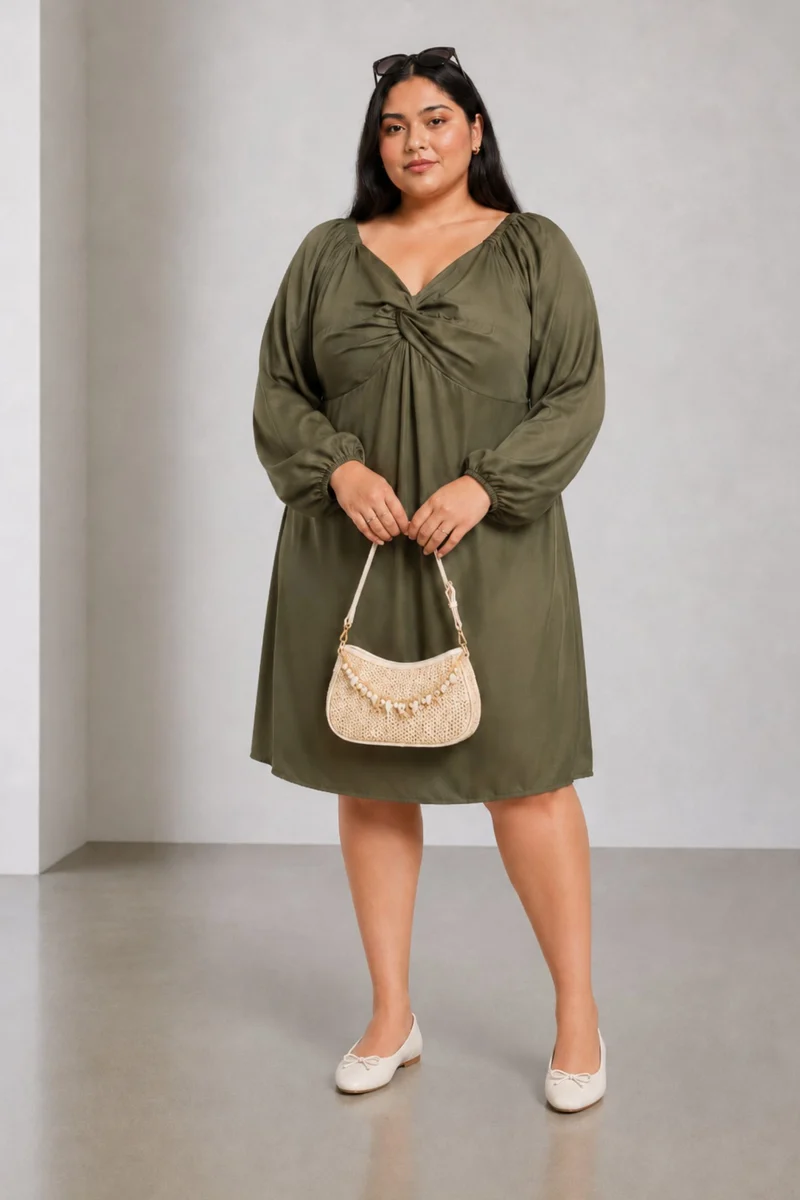 Akako|100% Viscose Twisted Front Dress
