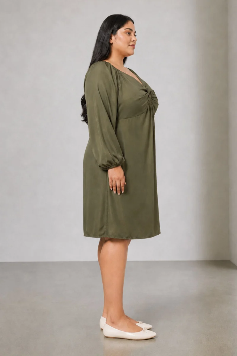 Akako|100% Viscose Twisted Front Dress