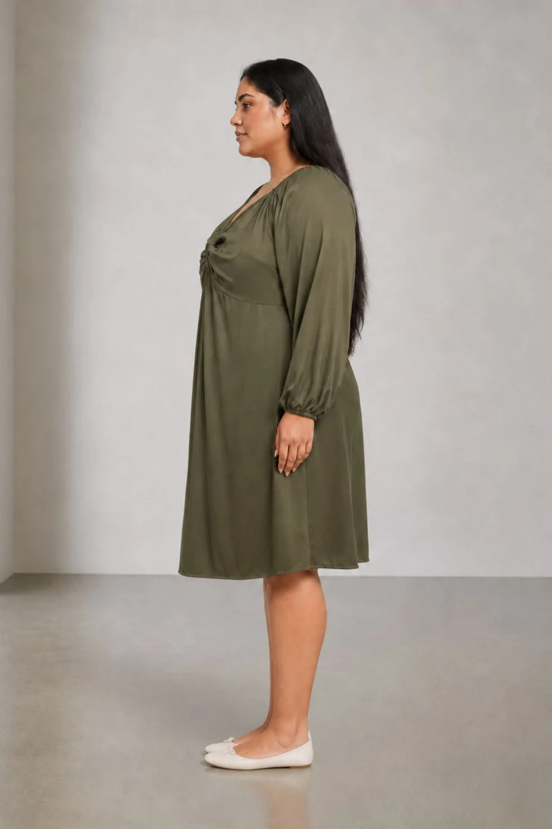 Akako|100% Viscose Twisted Front Dress