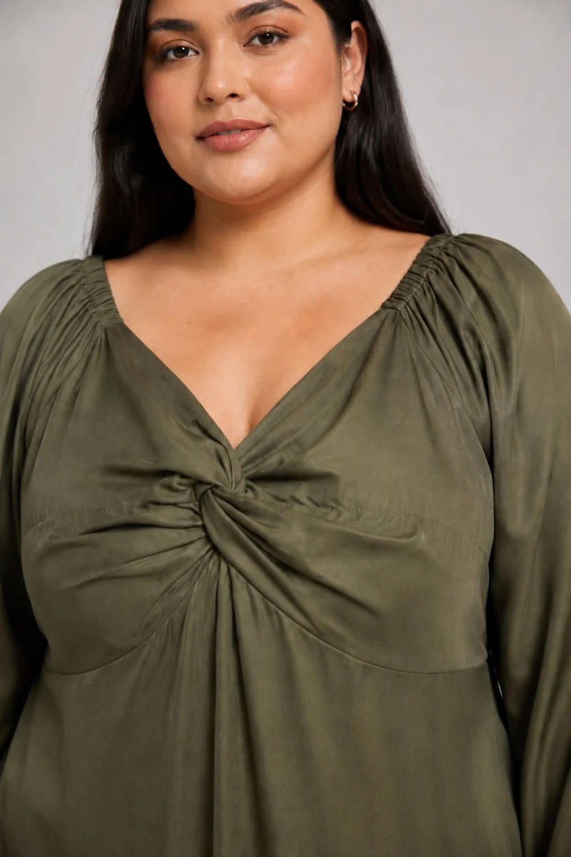 Akako|100% Viscose Twisted Front Dress