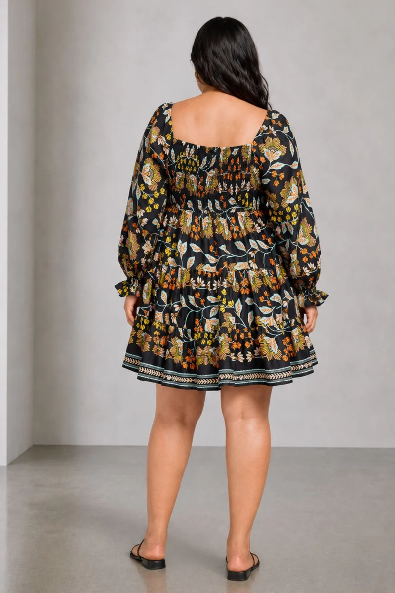 Dalisha|100% Viscose Dress With Volume Sleeves