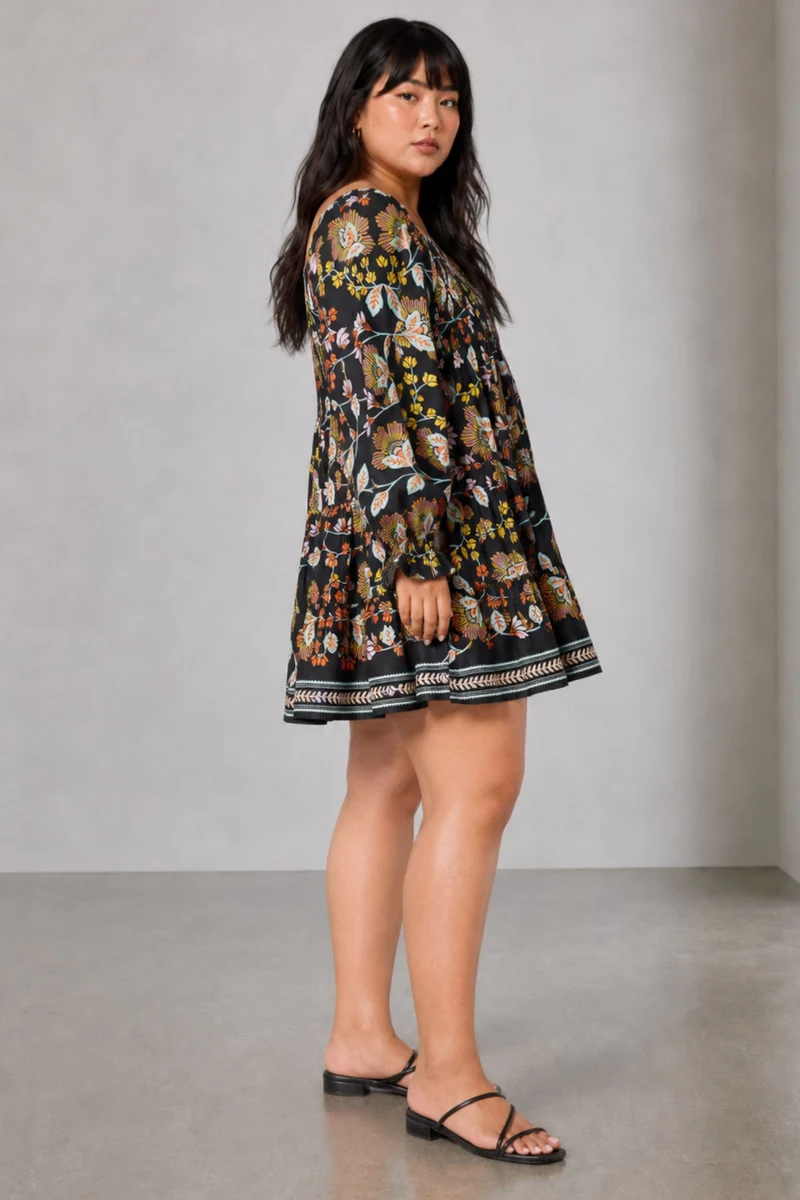 Dalisha|100% Viscose Dress With Volume Sleeves