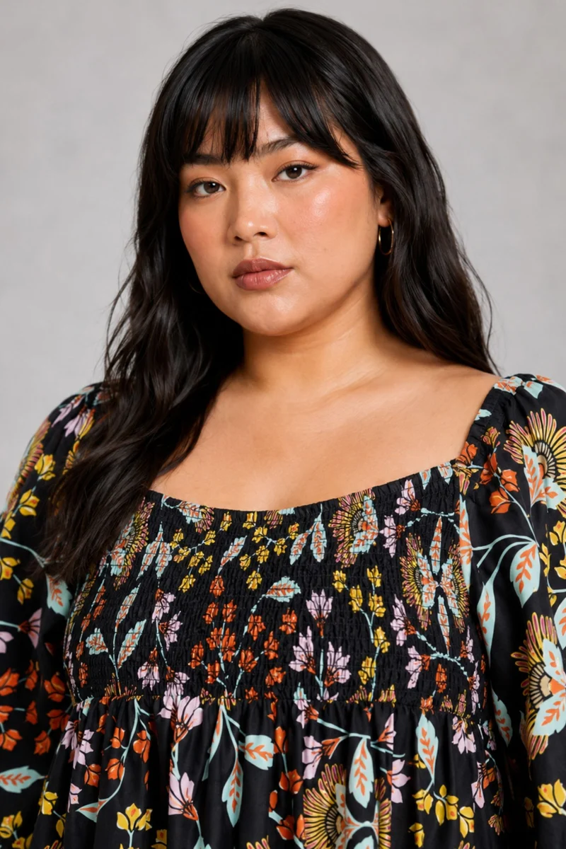 Dalisha|100% Viscose Dress With Volume Sleeves