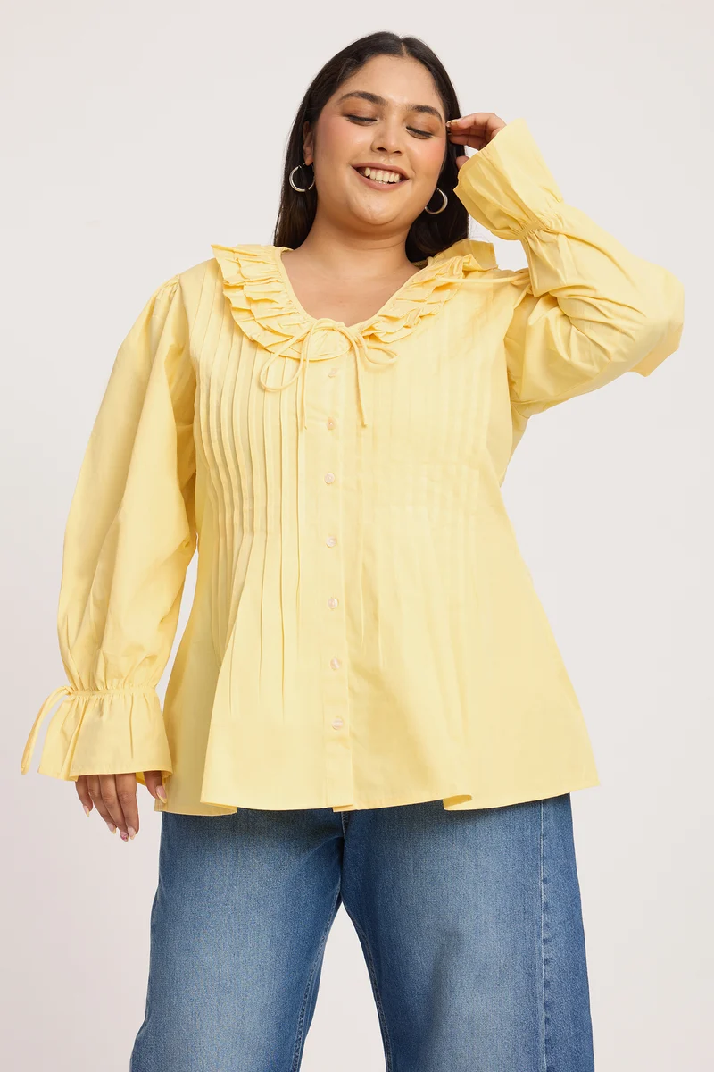 Rhilaith|100% Cotton Pin Tuck Detail Shirt Blouse