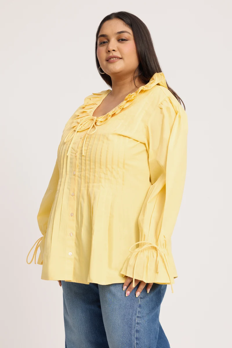 Rhilaith|100% Cotton Pin Tuck Detail Shirt Blouse