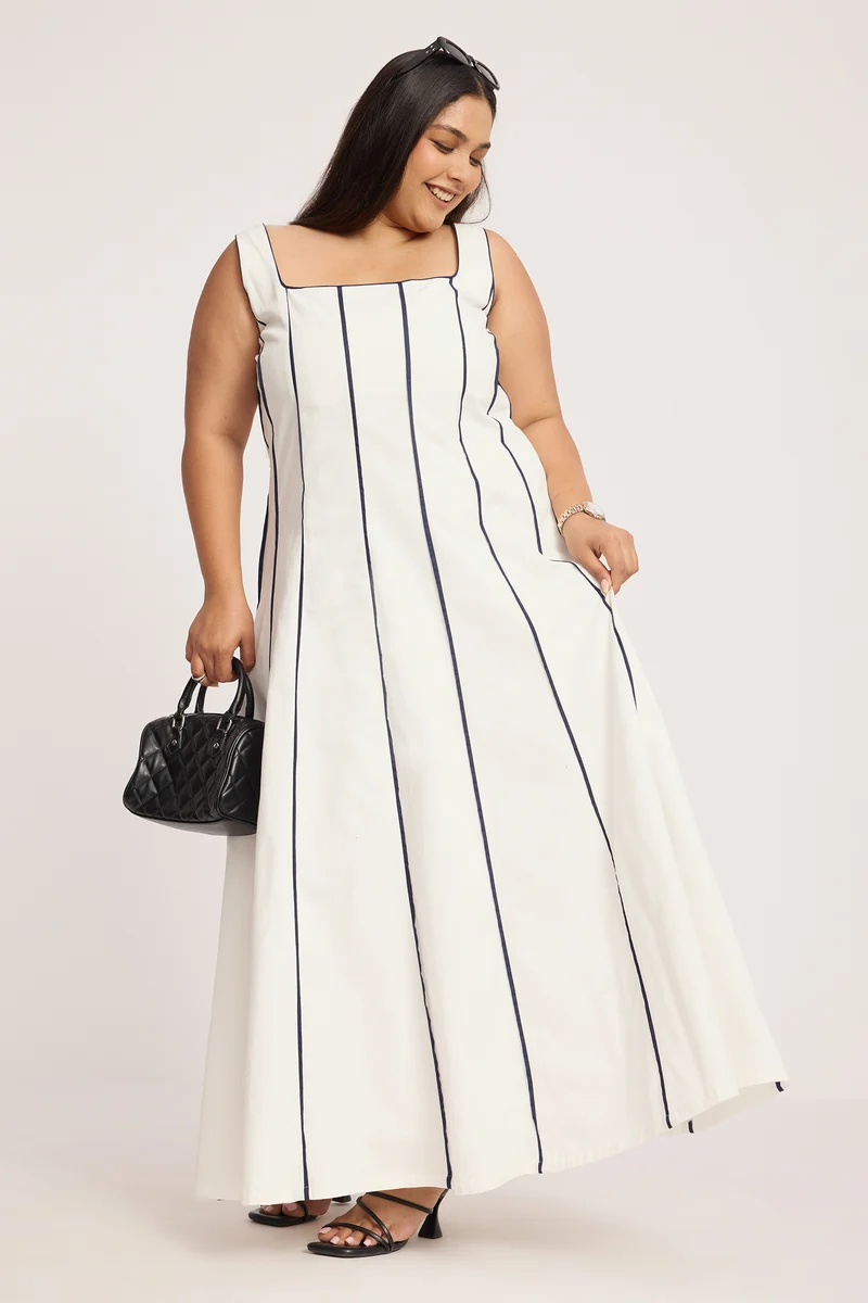 Ordh|100% Cotton Panelled Midaxi Dress