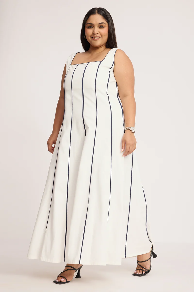 Ordh|100% Cotton Panelled Midaxi Dress